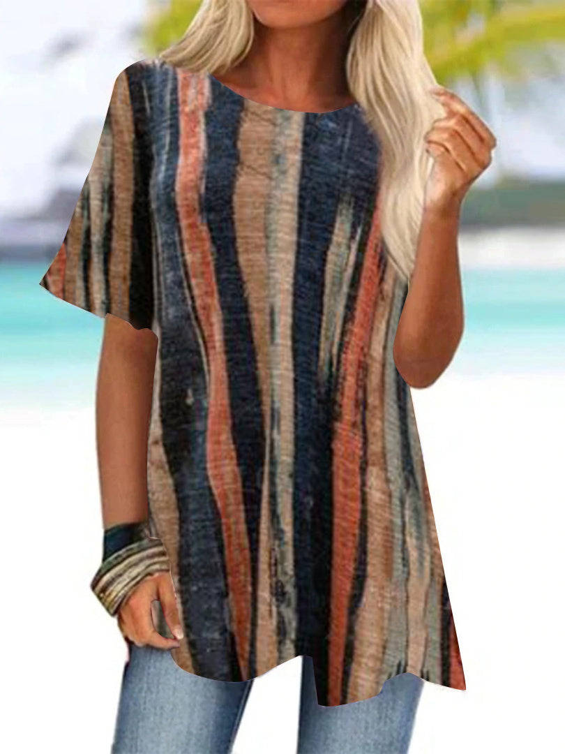 Women Long Sleeve V-neck Graphic Floral Printed Top