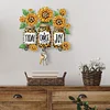 (US Local)Wooden Special Shaped Leopard Print Sunflowers Diamond Art Craft Wall Hooks