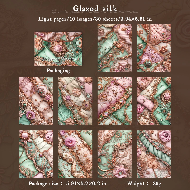 Journalsay 30 Sheets Gorgeous Dreams Series Vintage Flower Pearl Lace Material Paper