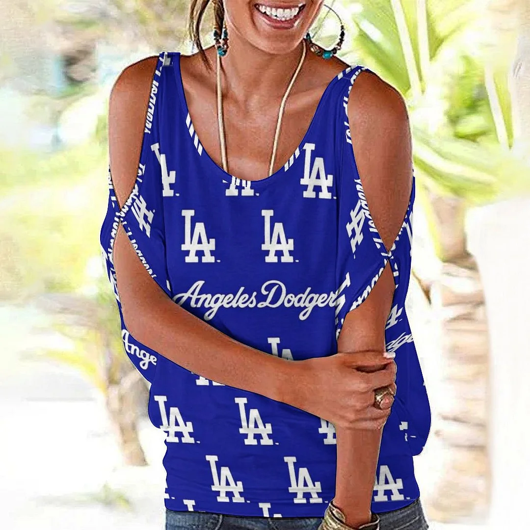 Shoulder Off  Loose Short Sleeve Casual T-shirt for Women Printed with Pattern,Blue,Red,