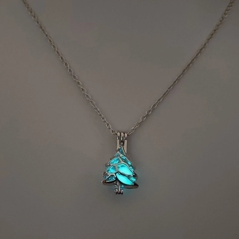Luminous Hollow Diy Cage Christmas Tree Women’s Necklace