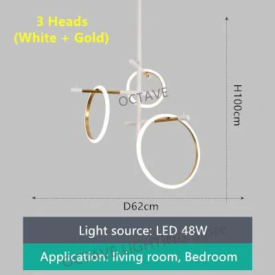 Magnetic Attraction LED Chandelier Postmodern Rings Lighting Hanging Fixtures For Living Room Restaurant Bar Bedroom Chandeliers