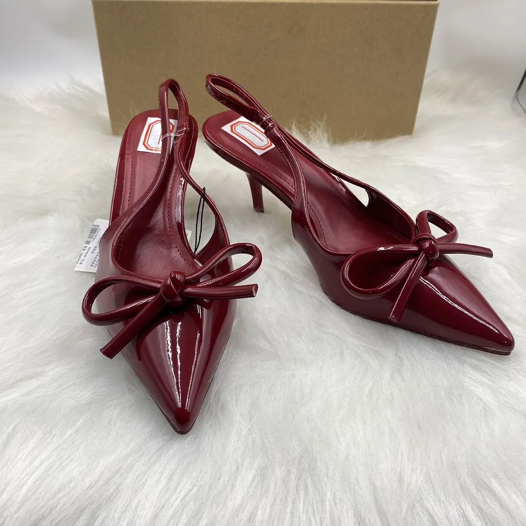 Breakj Breakj Spring New Pointed Bow Temperament High Heel Shoes Fashion After The Empty Single Shoe Woman