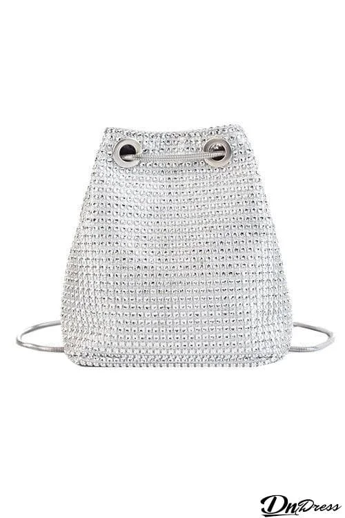 Diamante Detail Chain Bucket Bag