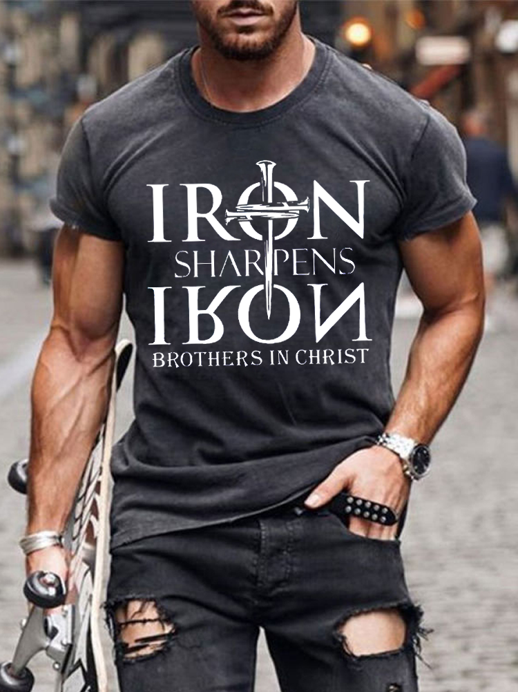 Men's IRON SHARPENS IRON Brothers In Christ T-shirt