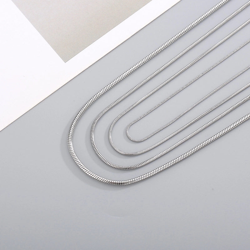 Jewelry Classic Style Solid Color Titanium Steel 18K Gold Plated Chain Necklace