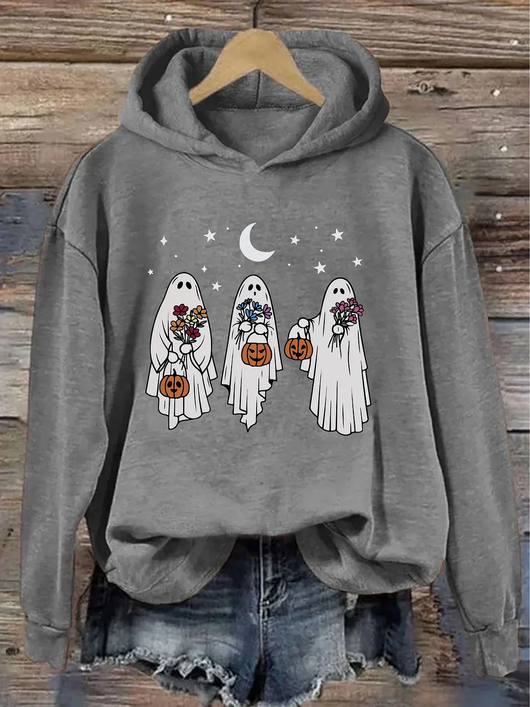 Floral Retro Spooky Pumpkin Hoodie