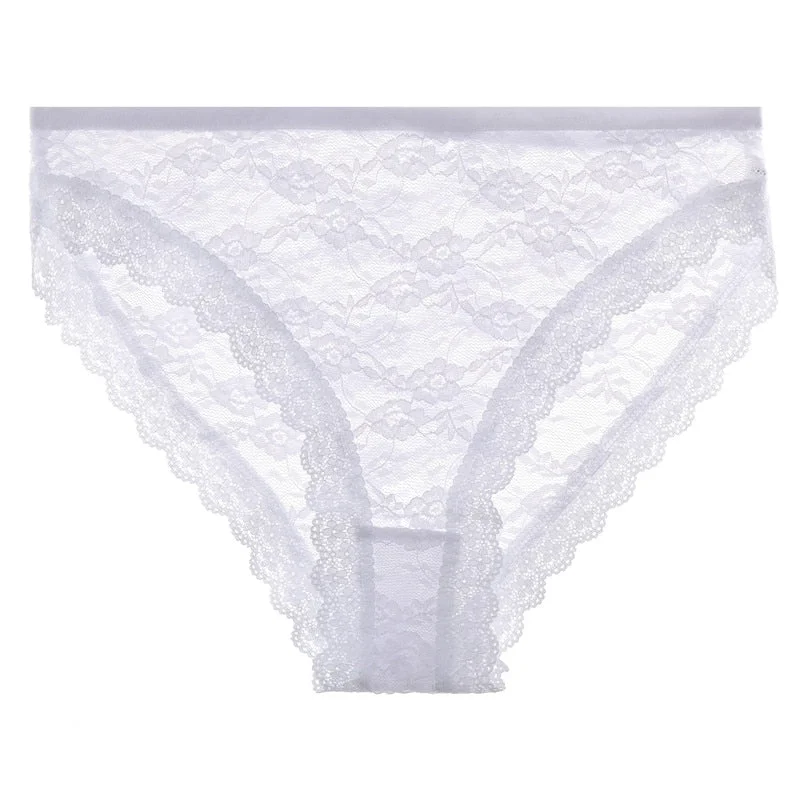 FINETOO Sexy Floral Lace Sexy Women Lingerie Panties M-2XL Girl Plus Size Underpant Transparent Female Comfortable Woman Briefs