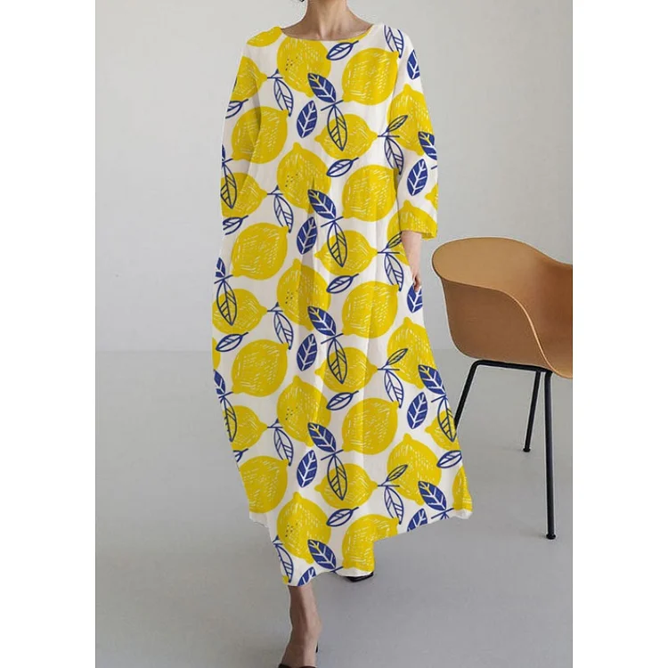 Women's Casual Lemon Print Dress