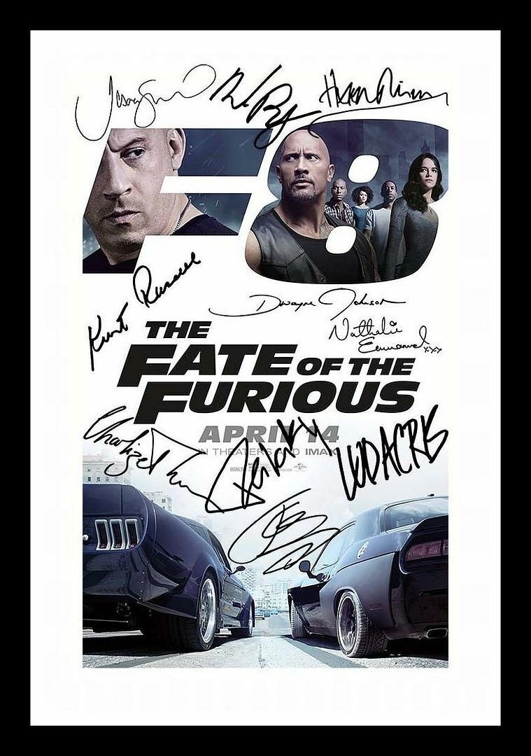 Fast & Furious 8 Cast Autograph Signed & Framed Photo Poster painting 1