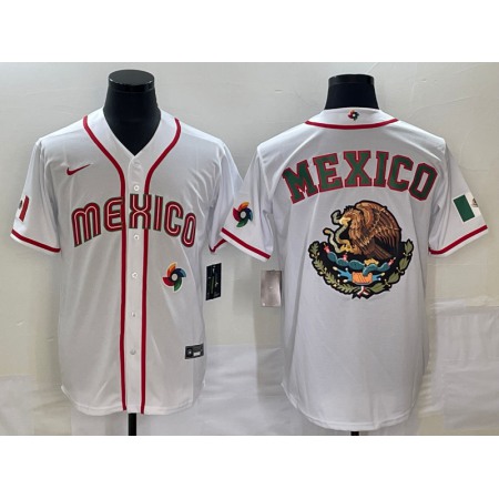 Men's Mexico Baseball 2023 White Team Big Logo World Baseball Classic Stitched Jersey WQUI