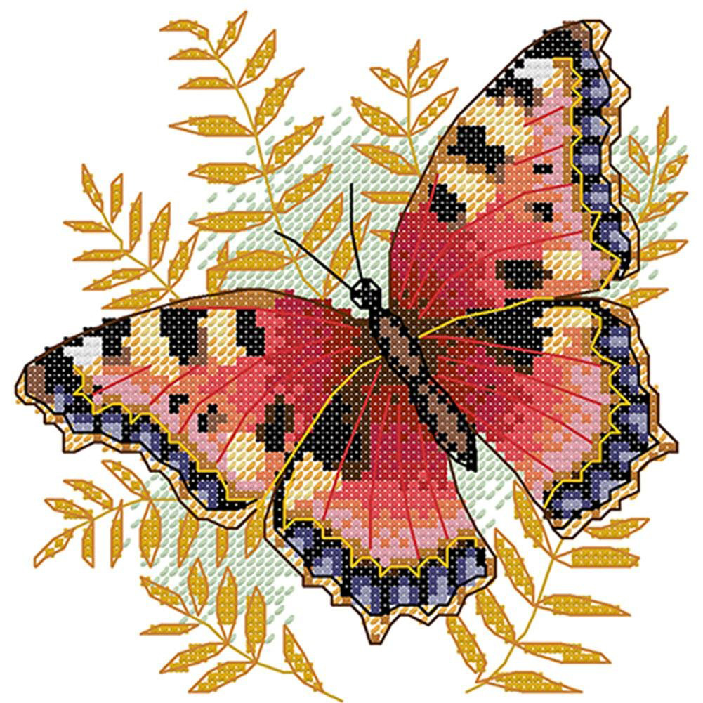 Butterfly Partial 14CT Counted Canvas(20*22cm) Cross Stitch(backstitch)