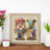 Lettres de fleur H-peinture sp&eacute;ciale partielle au diamant-30 * 30cm