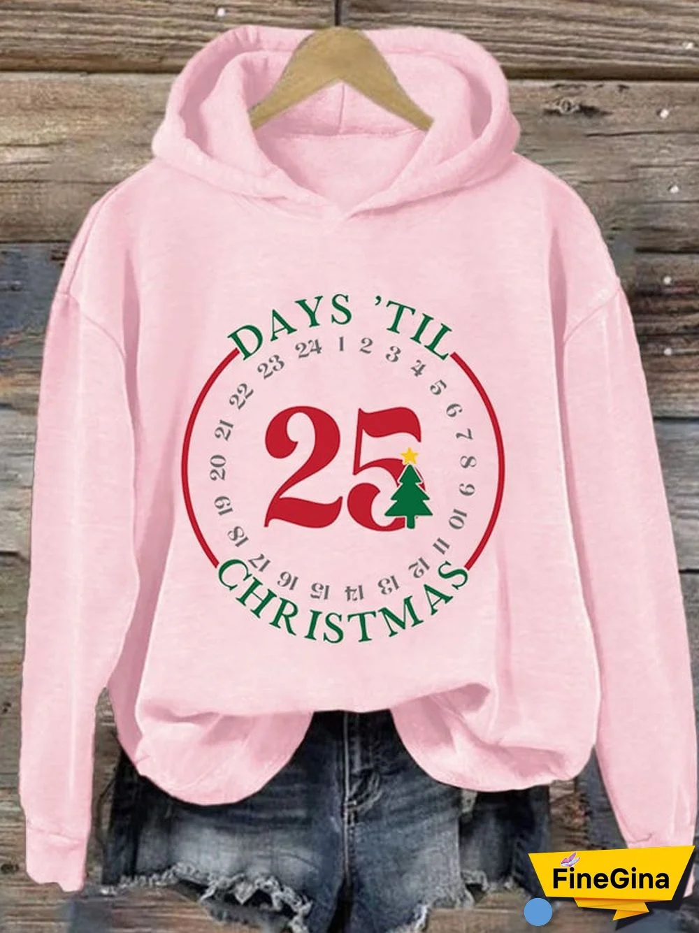 Women's Days Til Christmas Print Casual Long Sleeve Sweatshirt
