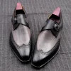 High Grade Genuine Leather Mens Dress Shoes Side Buckle