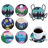 6PCS Diamond Painting Beautiful Landscape Coasters with Holder Wooden