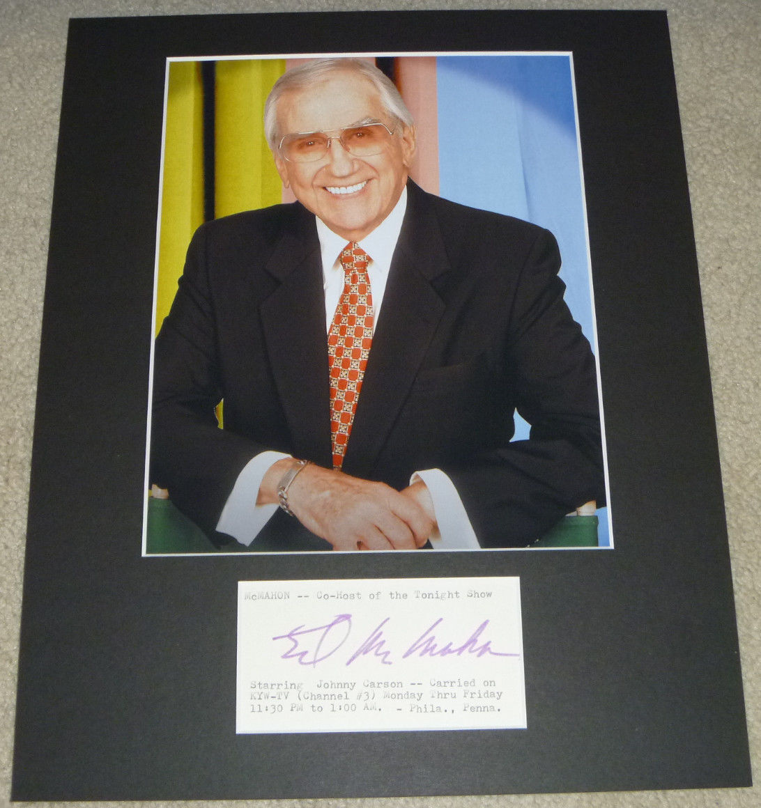 Ed McMahon Authentic Signed Matted Photo Poster painting Display Autographed, Tonight Show