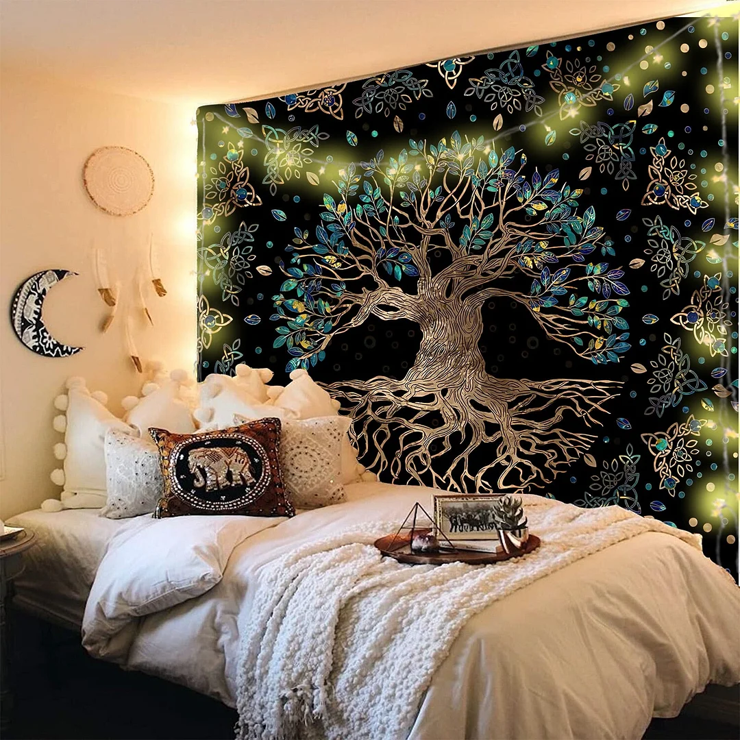 India Mandala Tapestry Boho Decor Wall Cloth Hippie Butterfly Life Tree Blanket Mushroom Sun Moon Wall Carpet