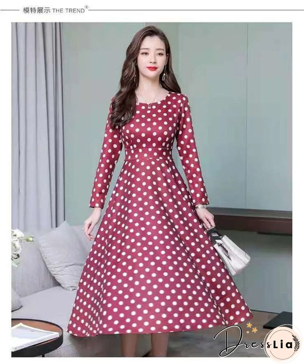 Fashion Dresses Plus Size 3XL Middle Aged Women Spring Autumn Dress New Casual Printed Long Sleeve Maxi Vestidos
