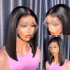 Bob Wigs 100% Human Hair Straight Wig 13x4 Full Lace Frontal Wig 12inches black Hair Pre Plucked 