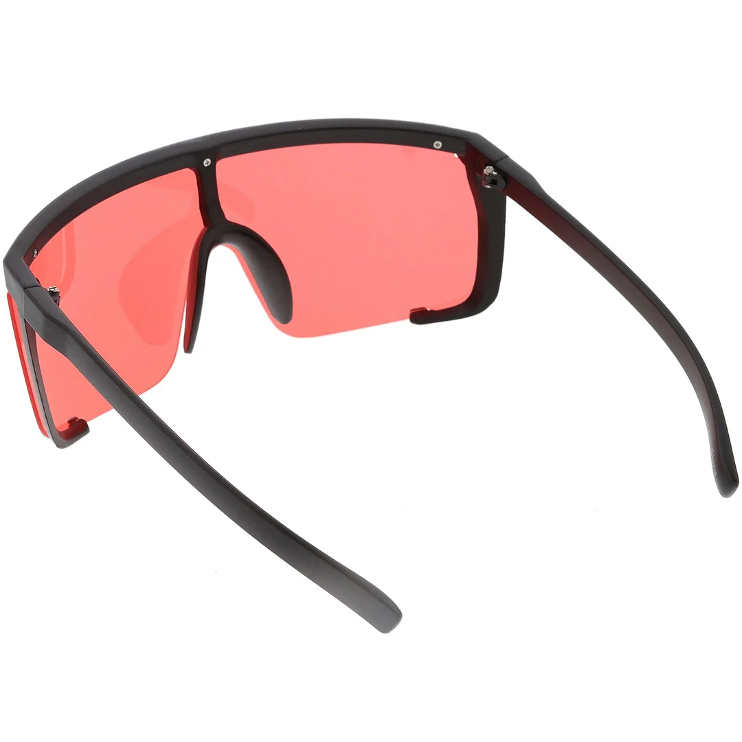 Oversize Semi Rimless Shield glasses Color Tinted Mono Lens 81mm