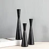 Simple 3PCS Black Golden Candle Holders Set Home Event Table Decor Prop