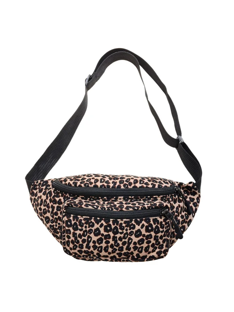 Fashion Women Flannel Leopard Print Crossbody Bag Casual Waist Packs (02)