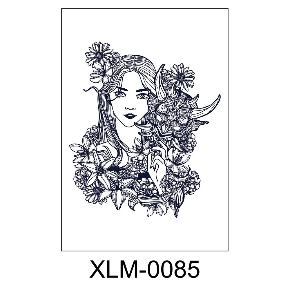 Semi-permanent waterproof sweat plant lasting big picture tattoo flower arm non-reflective herbal juice tattoo sticker