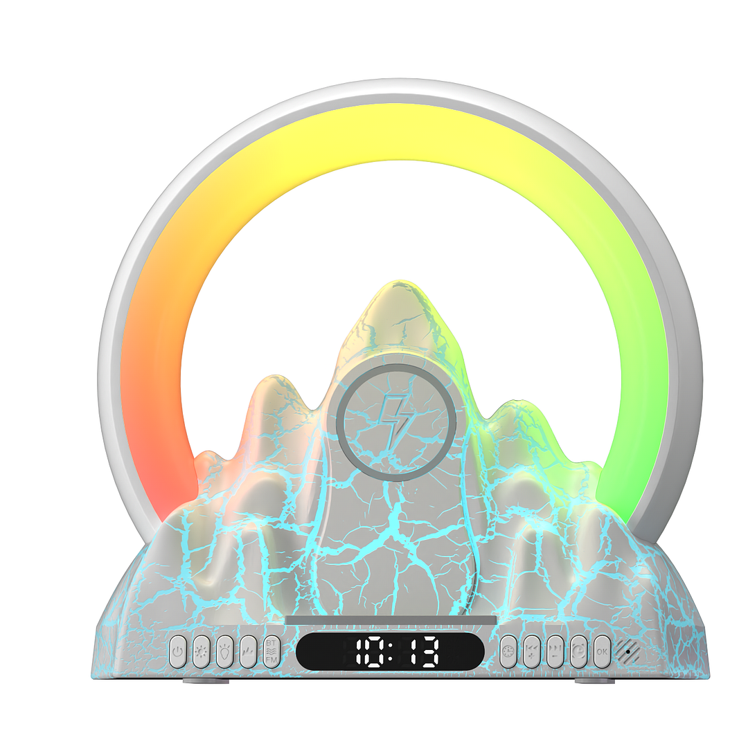 🎉Black Friday Sale🎉Wake-up lamp sunrise colorful flame mountain wireless charging atmosphere table lamp smart electronic alarm clock craft gift