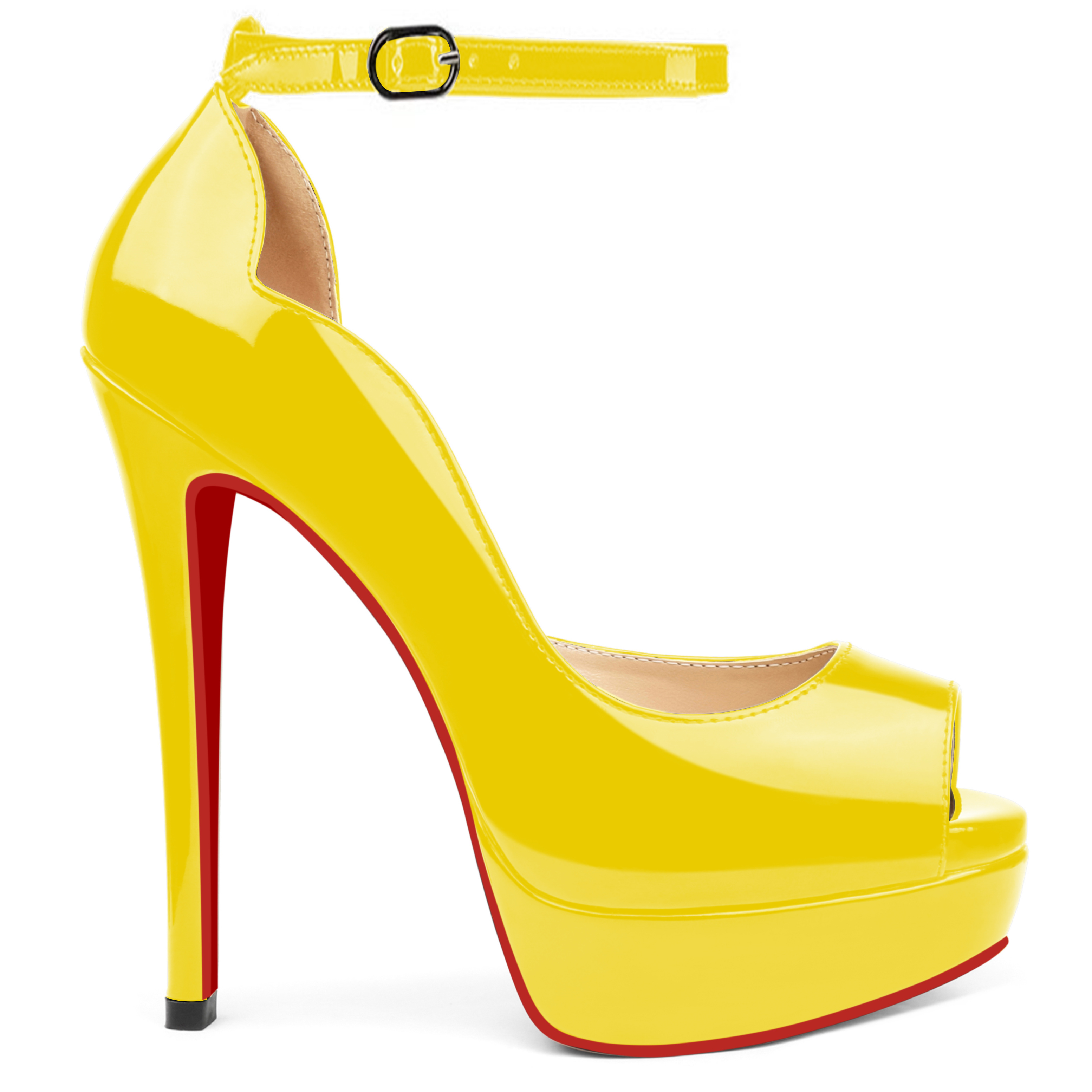 150mm Red Bottom Heels Sky High Platform Ankle strap Pumps Party Shoes-MERUMOTE