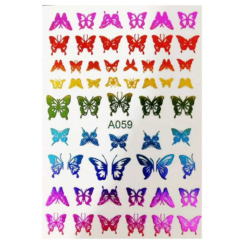 Holographic Butterfly Designs Sticker Nail Decal DIY Slider for Manicure Nail Art Watermark Manicure Decor