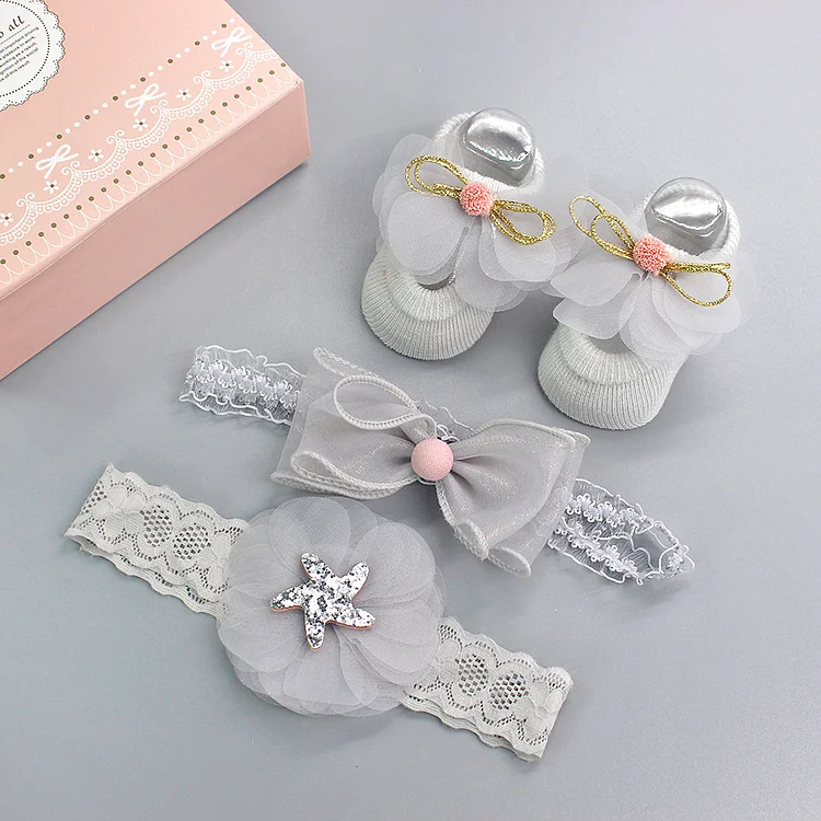 Sweet Bow Knot Headbands and Socks 3-Piece Set