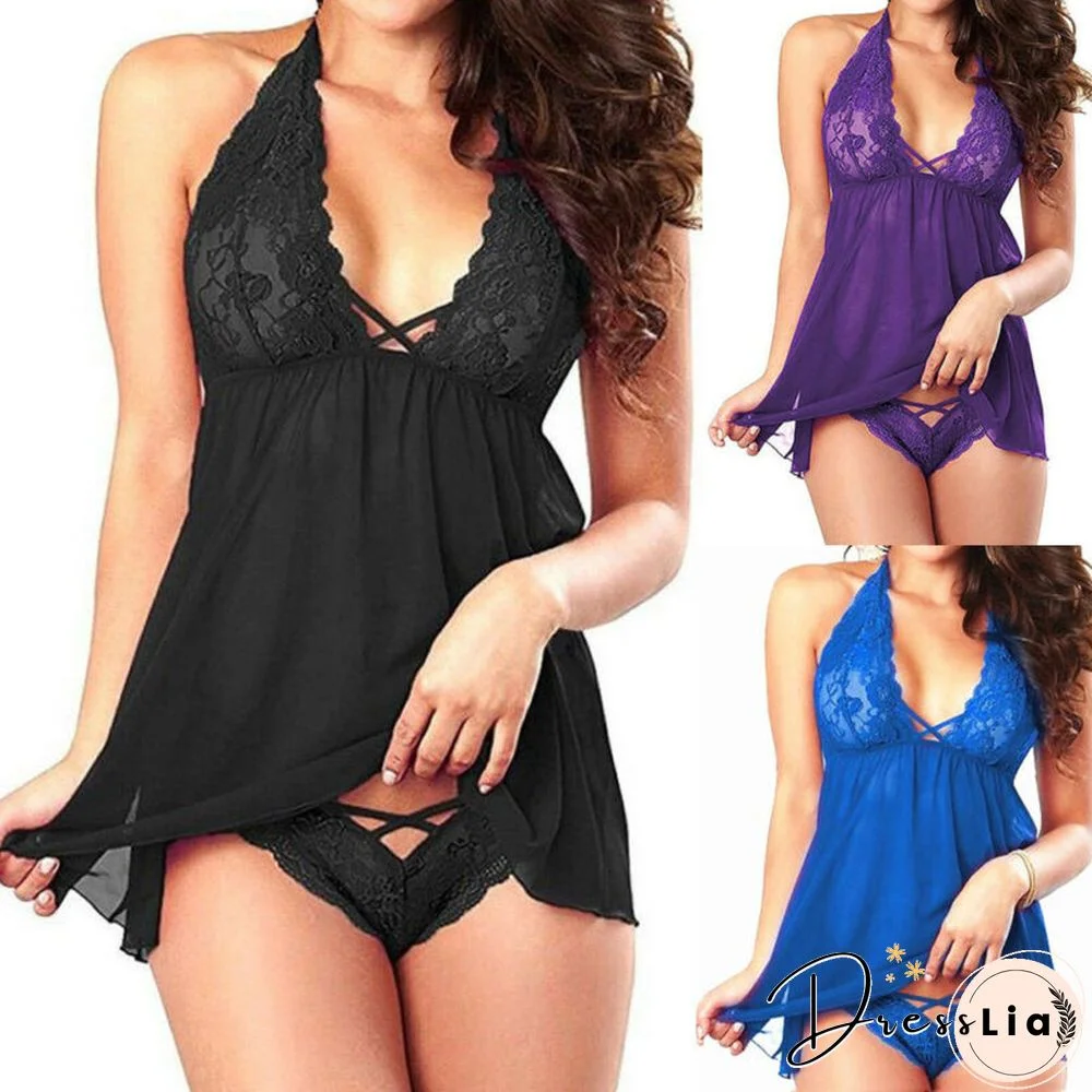 Newest Arrival Plus Size Women Ladies Sexy Nightwear Lace Underwear G-string Sleepwear