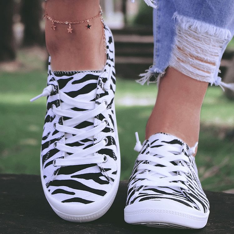 Zebra print women's casual canvas shoes
