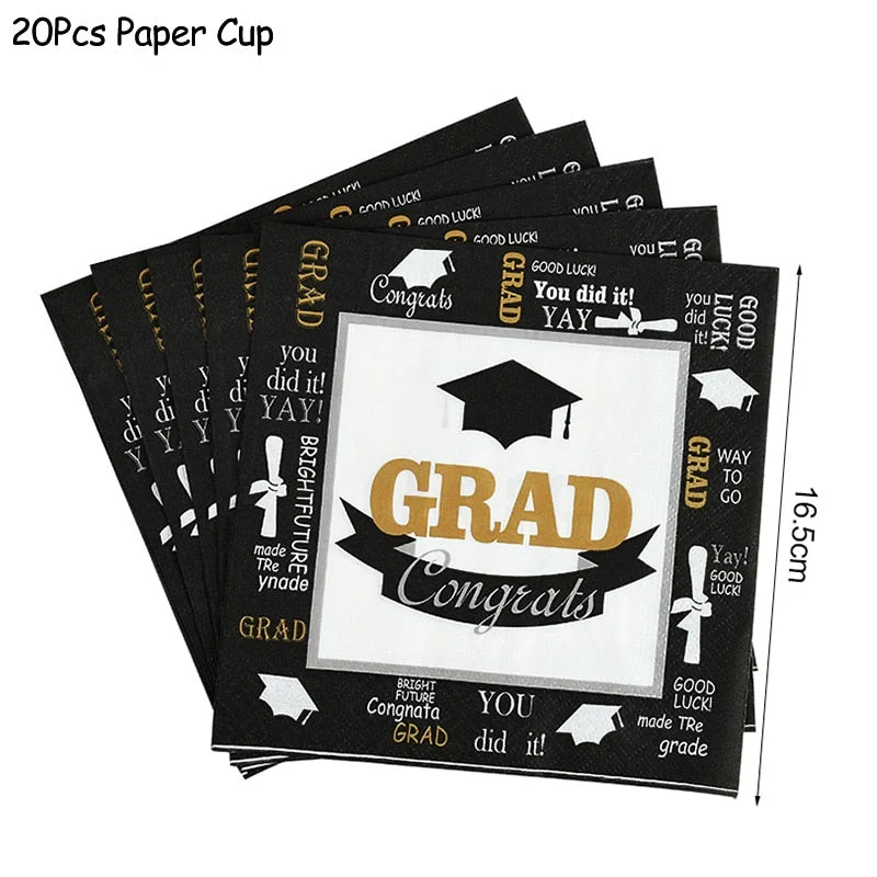 1Set Graduation Balloons Disposable Tableware 2022 Graduation Party Decorations Congrats Grad Paper Garland Banner Class of 2022