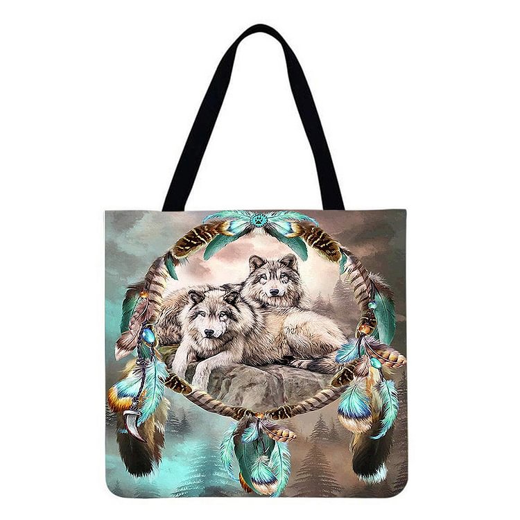 Dreamcatcher Wolf - Linen Tote Bag