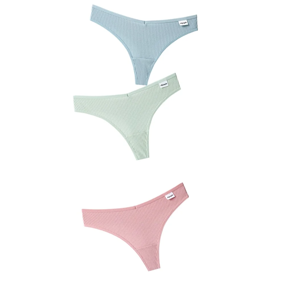 3PCS/Set G-string Panties Cotton Women's Underwear Sexy Panties Female Underpants Thong Solid Color Panty Lingerie T Back Design