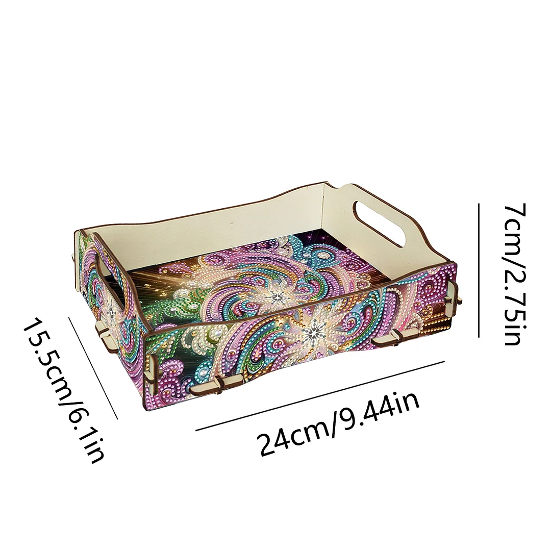 5D DIY Vortex Diamond Painting Wooden Serving Tray with Handle for Coffee Table