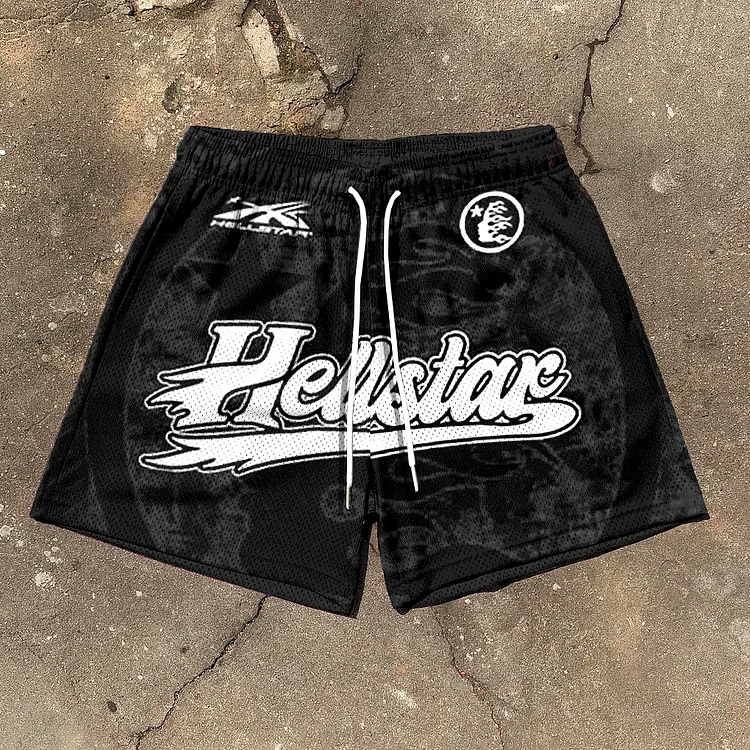 Retro Hellstar Graphic Casual Street Mesh Shorts SOPULA