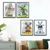 4pcs Cross Stitch - 14CT Stamped - Four Seasons Windmill (27*31cm)、[Everydayedeals]