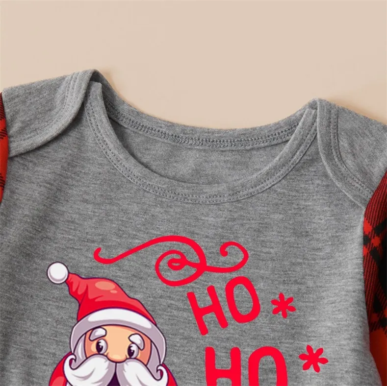 Santa Claus Plaid Printed Parent-child Pajama Set (with pet dog clothes)