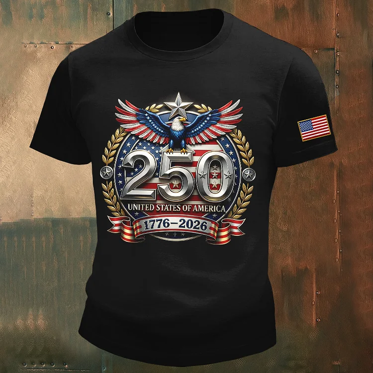 250th Anniversary Of The United States Printed Crew Neck Short Sleeve T-Shirt socialshop