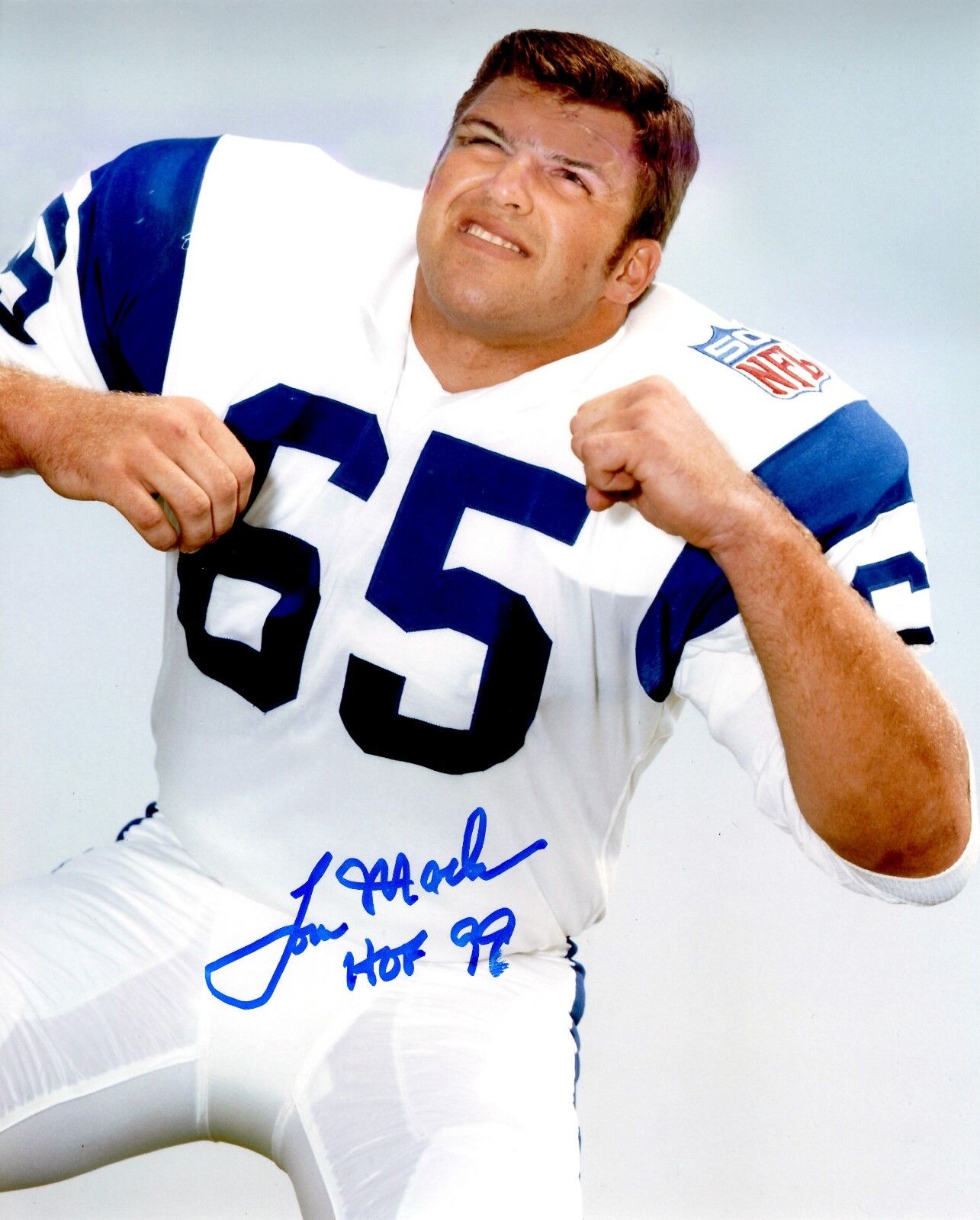 Autographed TOM MACK HOF Los Angeles Rams 8x10 Photo Poster painting w/COA