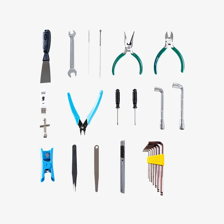 Creality-Kit de boîte à outils pour imprimante 3D, ensemble de boîte à  outils de rangement ABS, 18 types d'outils, tournevis, pinces, lecteur  Villac SD