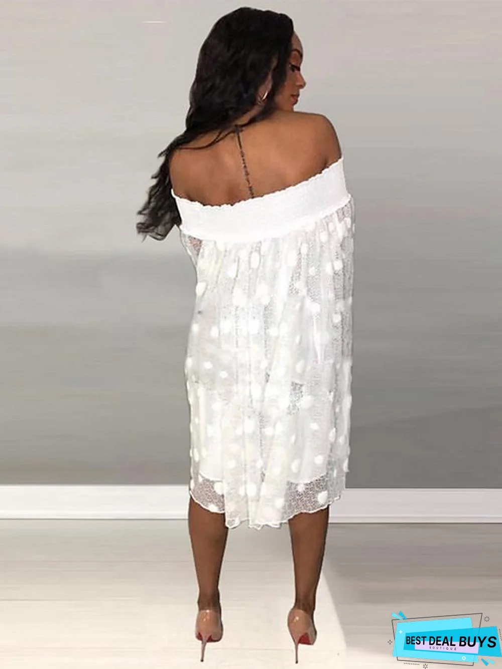 Women's Shift Dress Knee Length Dress Long Sleeve Solid Colored Spring & Summer Hot Elegant White Dresses