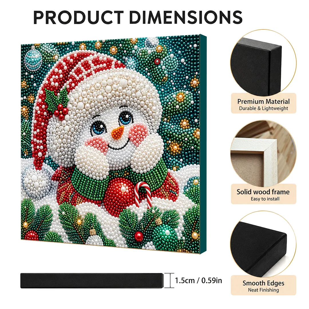Framed Pearl Painting Kit Holiday Snowman 7.87x7.87in