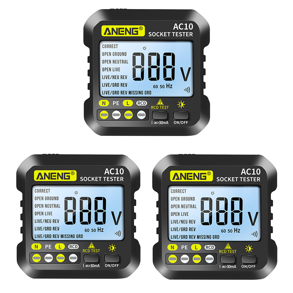 

ANENG AC10 Socket Tester LCD Digital Power Outlet Voltage Test Detector, Us plug, 501 Original