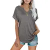 Women's Solid Color V-Neck Loose Short-Sleeved T-Shirt