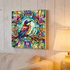 Framed Stained Glass Bird-Paint by Numbers Acrylic Painting 35*35CM With Color Box 5ML(24Colors)