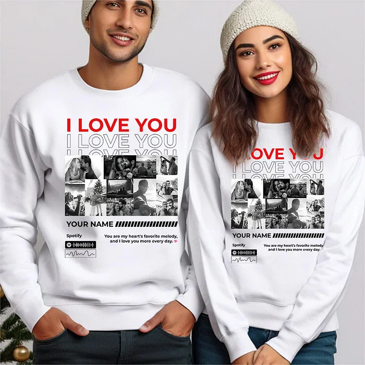 Valentine Gift For Couple Unique Custom Photo Sweatshirt-Chest print Sweatshirt